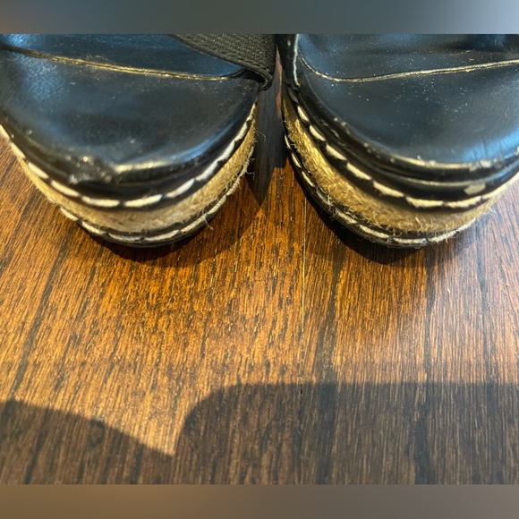 Charles by Charles David grass cloth and black elastic platforms, 6.5, GUC - Picture 5 of 7